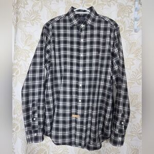 Polo Ralph Lauren Work Shirt MEDIUM Plaid 100% Cotton Twill Soft EUC Farm Prep